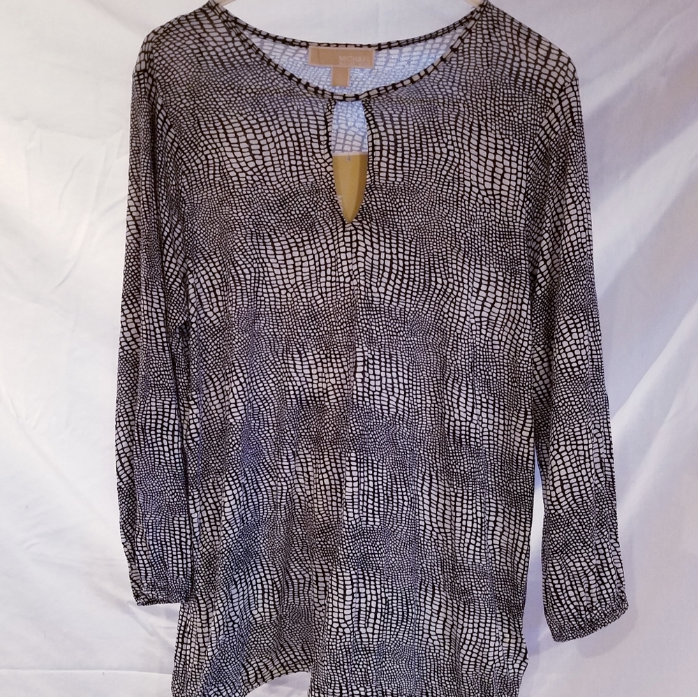NWT MICHAEL KORS BLOUSE navy blue/white sz L
